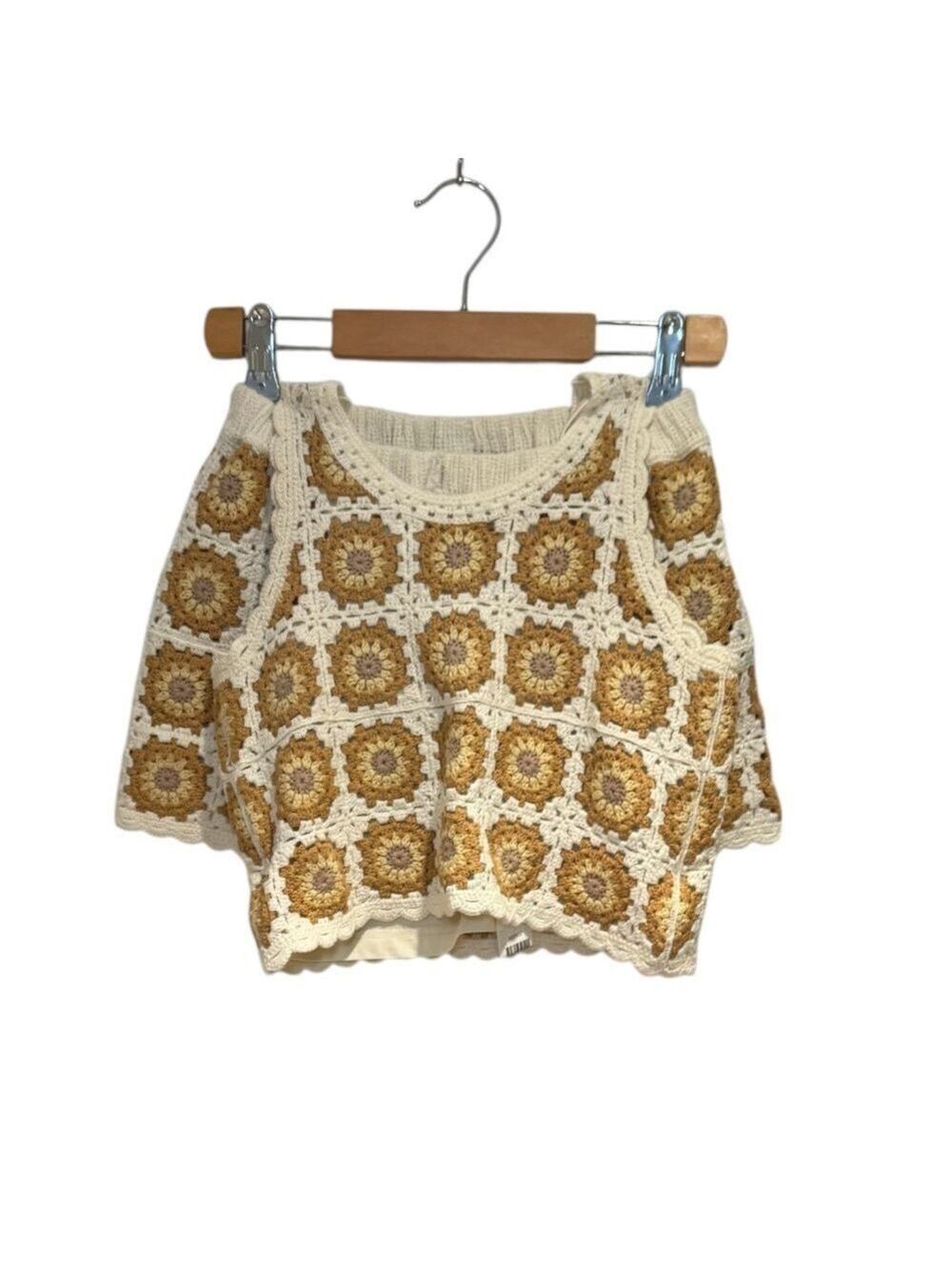 Rylee + Cru Cream Knit Floral Crochet Detail Summer Set - size 12
